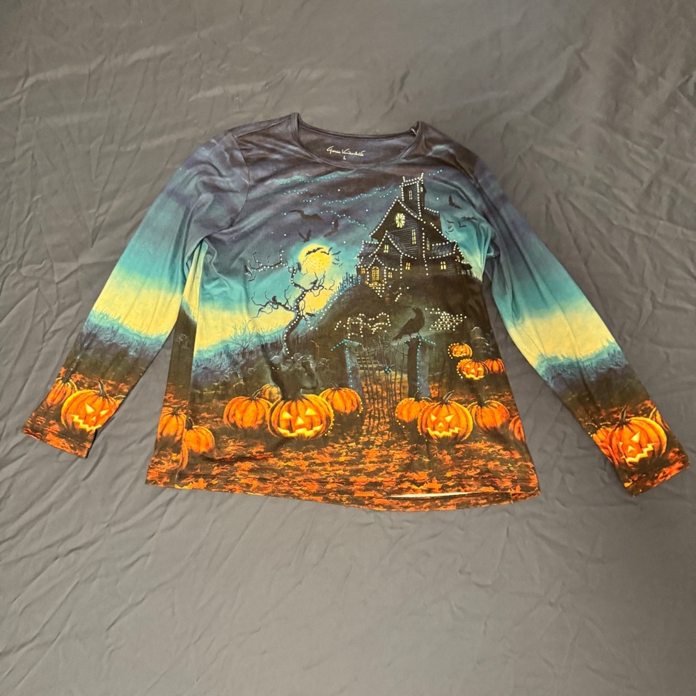 Spooky Halloween Gloria Vanderbilt Shirt, size Large [Clothing 429]
